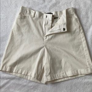 Women’s white Docker shorts.